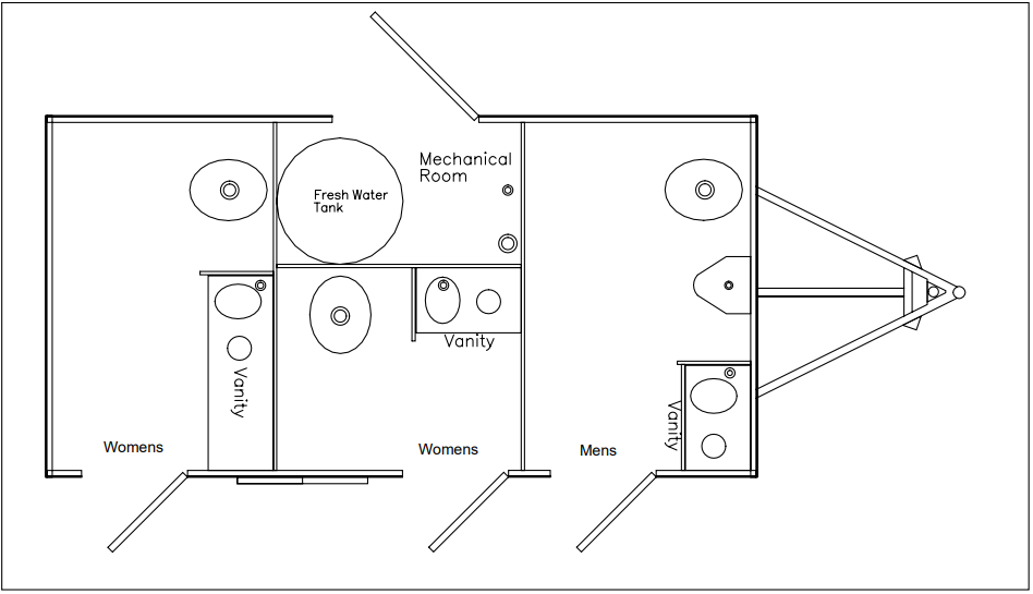 3-Stall restroom trailer floor plan