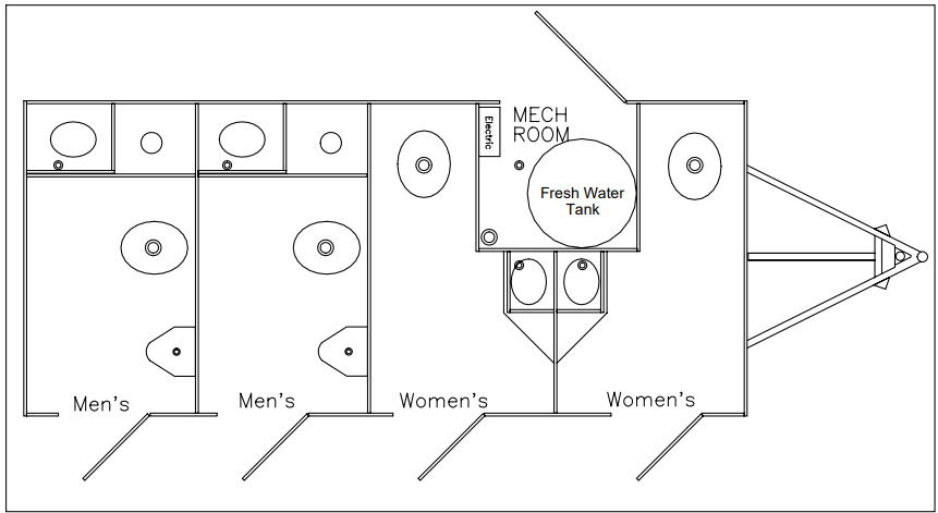 4-Stall restroom trailer floor plan
