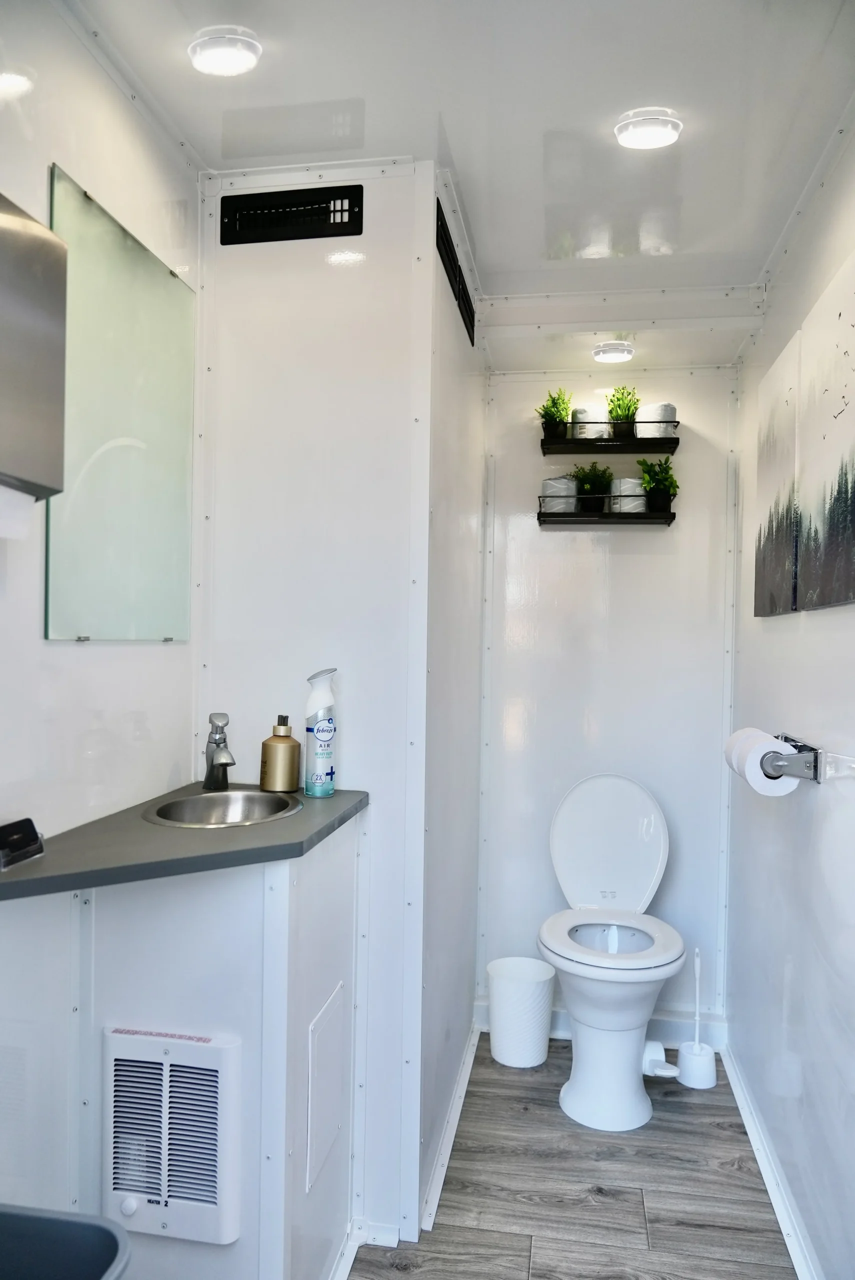 3-Stall Lux restroom trailer interior