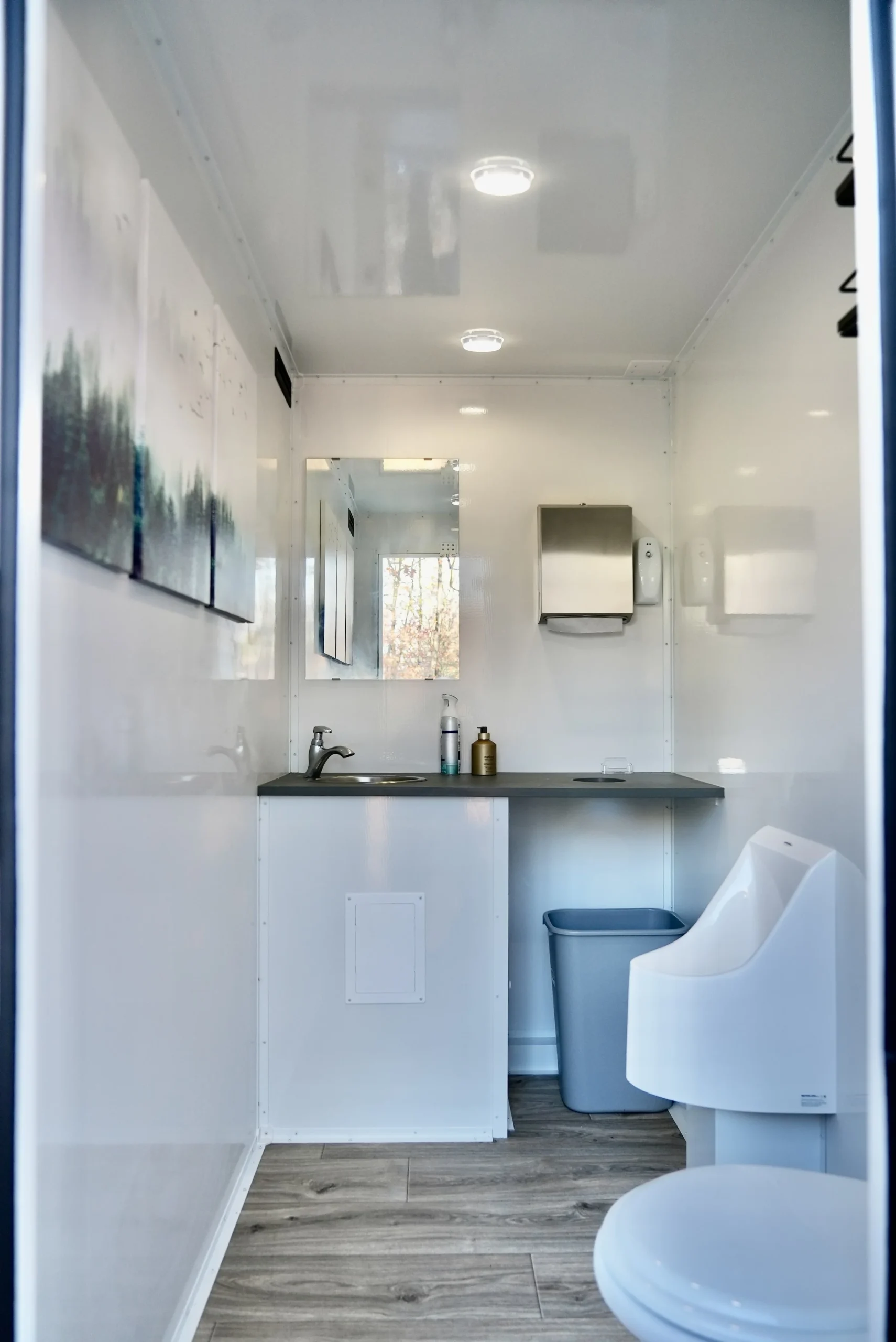 3-Stall Lux restroom trailer interior