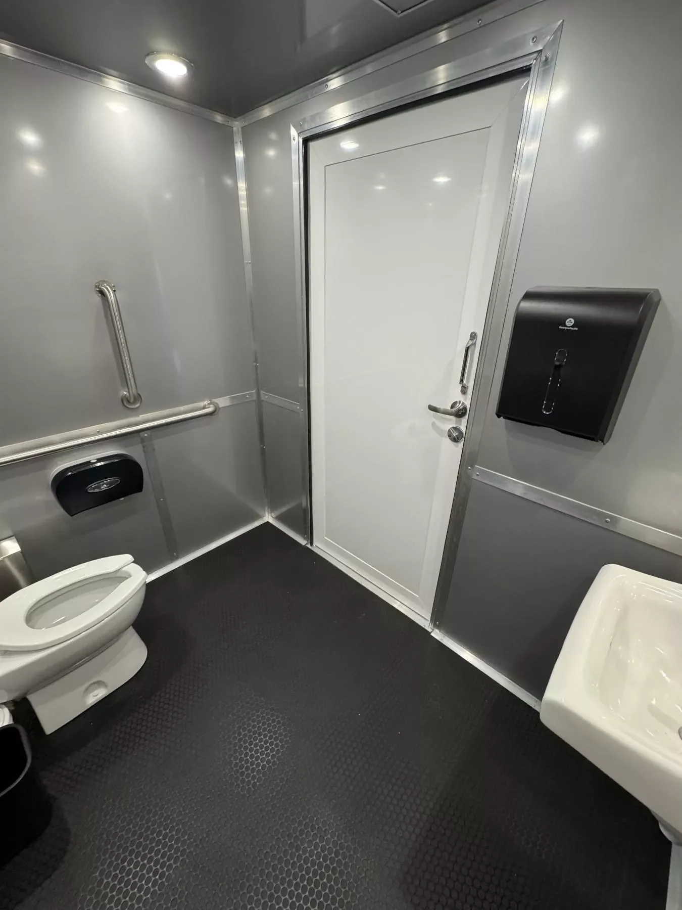 ADA restroom and shower trailer interior